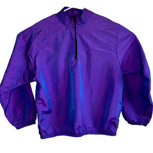 Vintage 90s Wise Guy Windbreaker Unisex One Size Purple Iridescent Quarter Zip